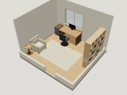 3D model render of an illustrative medium office